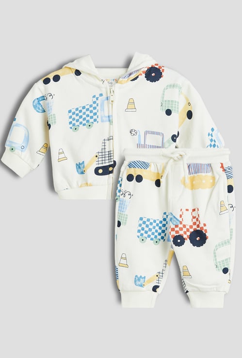 Juniors Printed Sweatshirt with Joggers Set