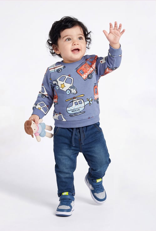 Juniors Vehicle Print Sweatshirt