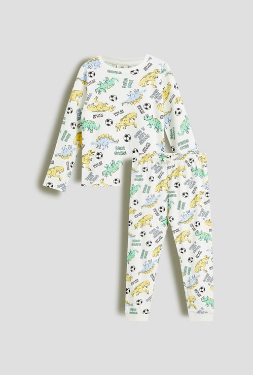 Juniors Dino Print T-shirt with Joggers Set