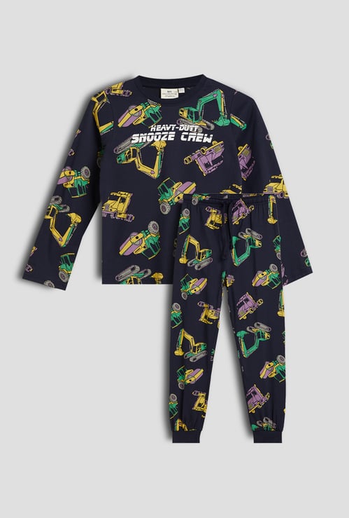 Juniors Vehicle Print T-shirt with Joggers Set