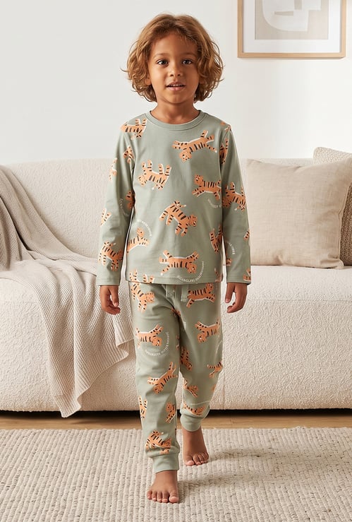 Juniors Tiger Print T-shirt with Pyjama Set