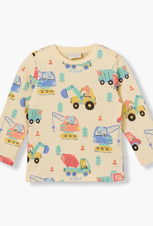Juniors Construction Vehicle Print T-shirt