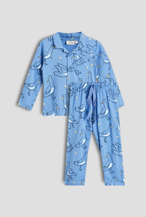 Juniors Printed Shirt with Pyjama Set