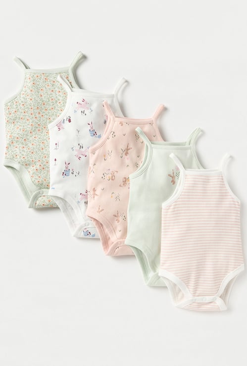 Juniors Printed Sleeveless Bodysuit - Set of 5