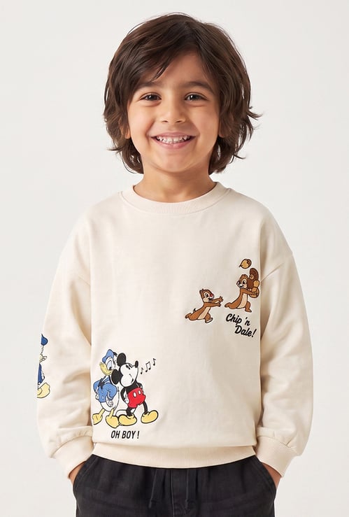 Juniors Mickey and Donald Print Sweatshirt