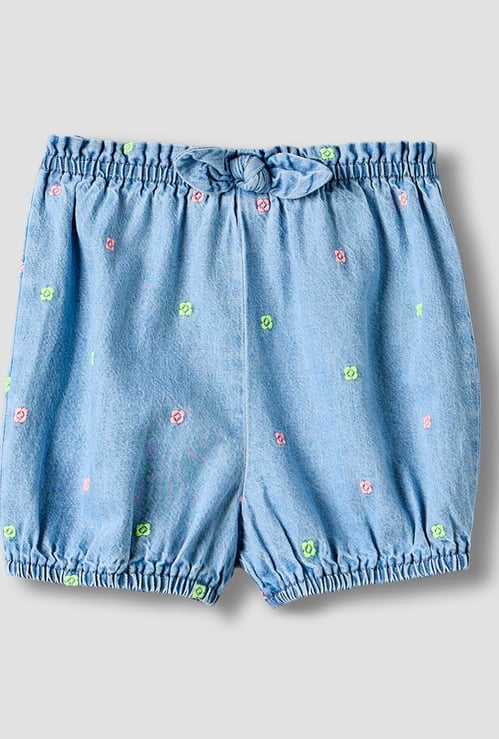 Juniors Floral Embroidered Shorts