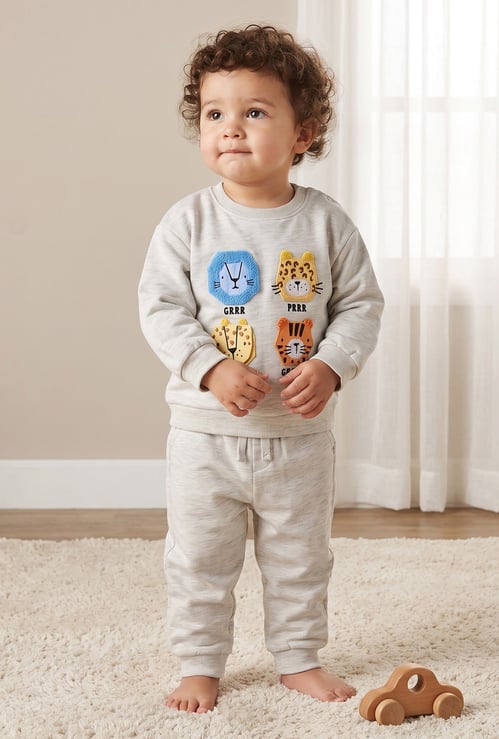 Juniors Applique Sweatshirt with Joggers Set
