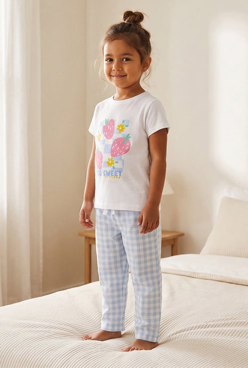Juniors Printed T-shirt with Pyjama Set