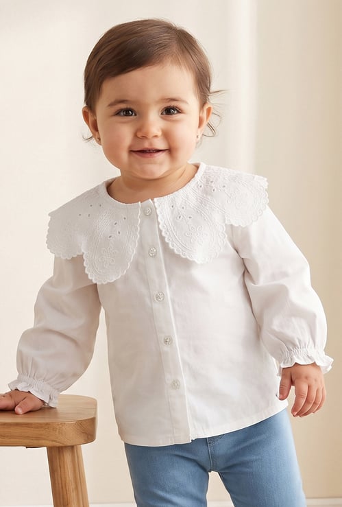 Giggles Embroidered Collar Top