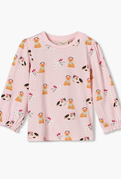Juniors Cat Print T-shirt