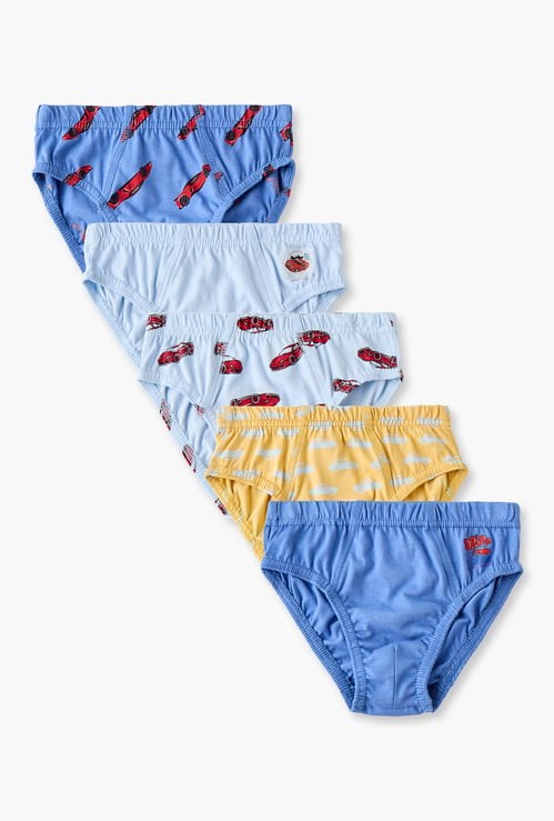 Juniors Racing Car Print Briefs - Pack of 5