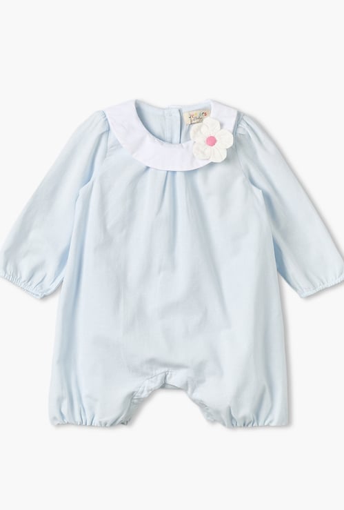 Juniors Floral Accent Collared Rompers