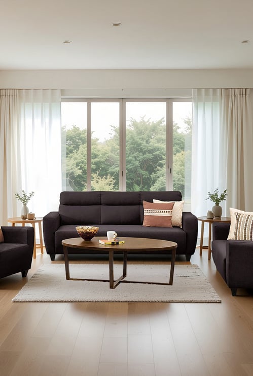 Helios Emily Fabric 3+2+1 Seater Sofa Set - Brown