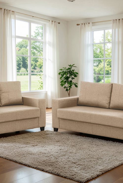 Helios Mendoza Fabric 3+2 Seater Sofa Set - Beige