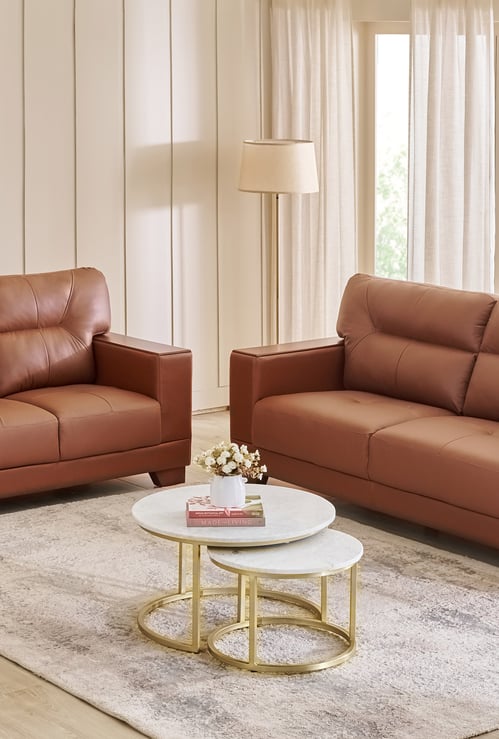 Walter Half Leather 3+2 Seater Sofa Set - Tan