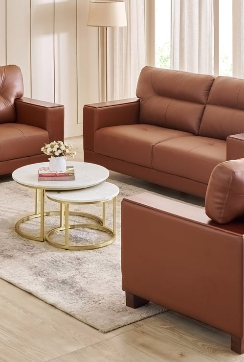 Walter Half Leather 3+2+1 Seater Sofa Set - Tan