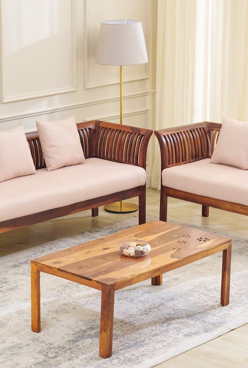 Helios Nashville Fabric 3+2 Seater Sofa Set with Cushions - Honey