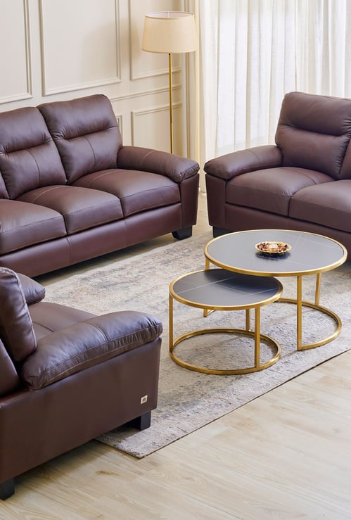 Winchester NXT Half Leather 3+2+1 Seater Sofa Set - Brown