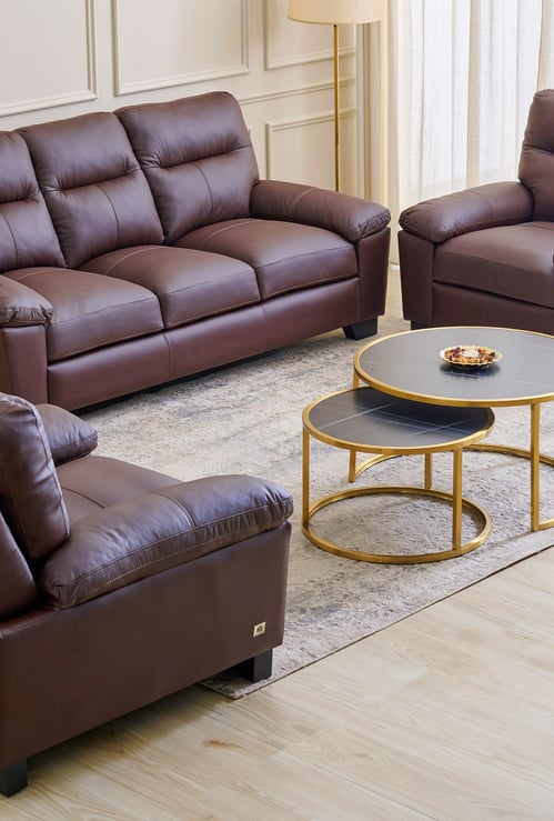Winchester NXT Half Leather 3+1+1 Seater Sofa Set - Brown