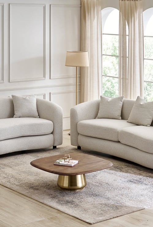 Saga Fabric 3+2 Seater Sofa Set with Cushions - Beige