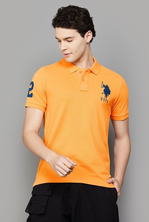 US POLO ASSN Regular Fit Solid Polo Neck T-shirt
