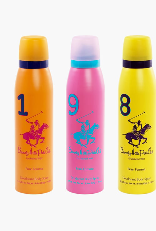 BEVERLY HILLS POLO CLUB Deodorant Spray - 150ml - Pack of 3