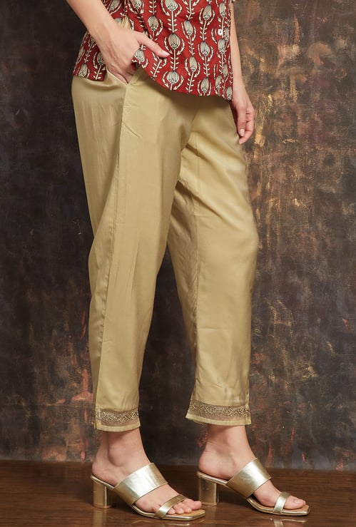MELANGE Women Solid Cropped Ethnic Straight Pants