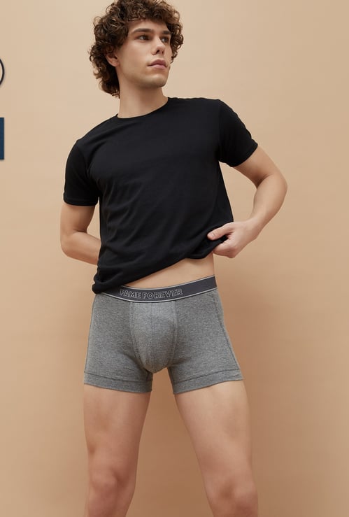 FAME FOREVER Men Solid Elasticated Waist Trunks - Pack of 2