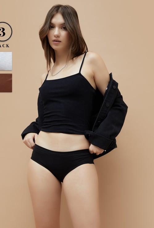 GINGER Solid Hipster Panties - Pack of 3