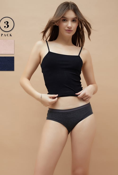 GINGER Solid Hipster Panties - Pack of 3