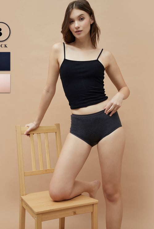 GINGER Solid Hipster Panties- Pack of 3