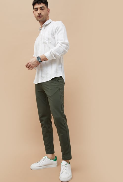 CODE Solid Slim Tapered Trousers