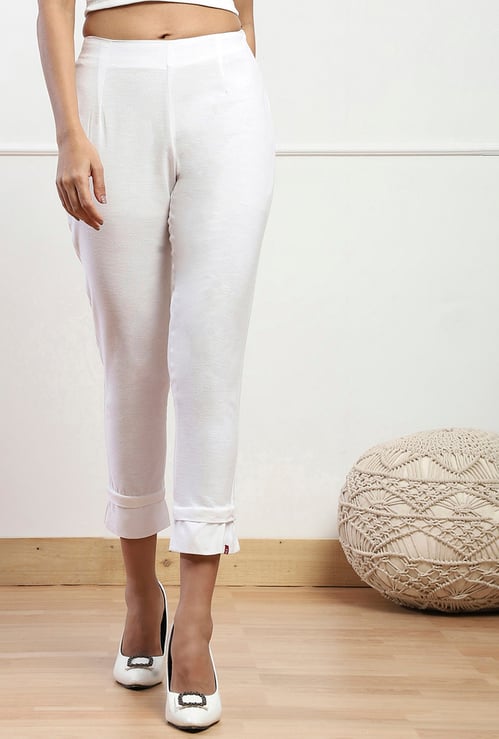 BIBA Solid Straight Pants