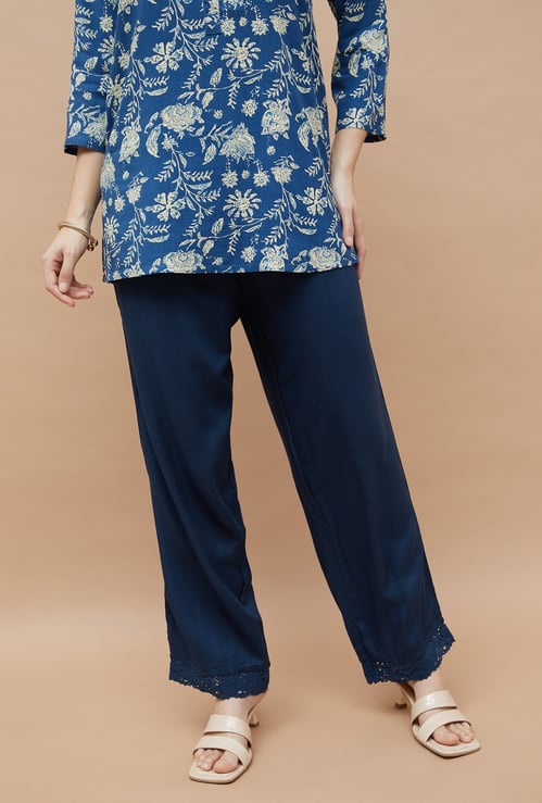 MELANGE Solid Straight Pants