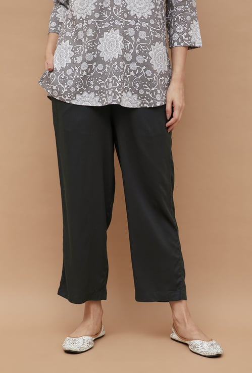 MELANGE Solid Straight Pants
