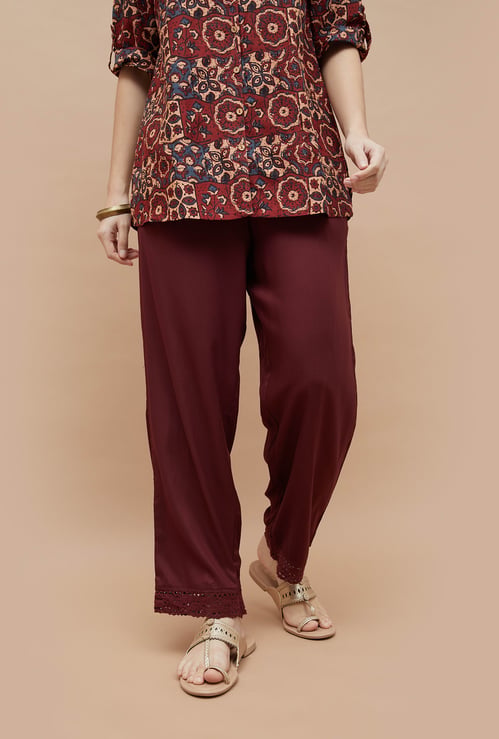 MELANGE Solid Straight Pants