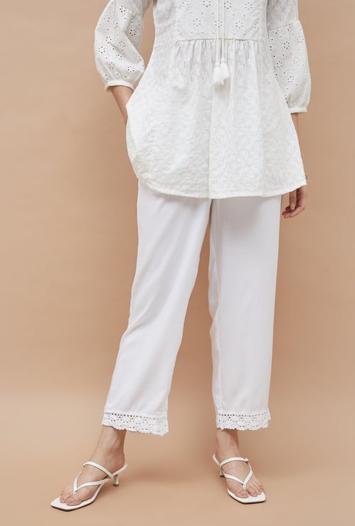 MELANGE Solid Straight Pants
