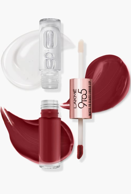 LAKME 9 to 5 Matte to Glass Liquid Lip - Fiery Red - 7.6ml