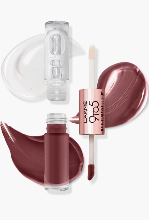 LAKME 9 to 5 Matte to Glass Liquid Lip - Beachy Vibe - 7.6ml
