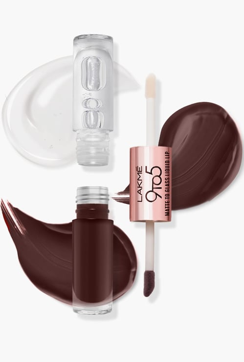 LAKME 9 to 5 Matte to Glass Liquid Lip - Walnut Praline - 7.6ml