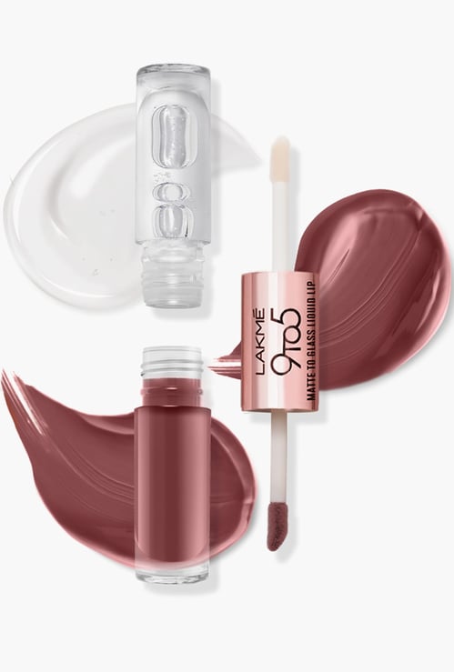 LAKME 9 to 5 Matte to Glass Liquid Lip - Sweet Praline 7.6ml