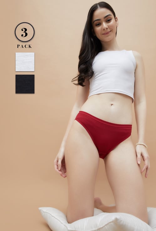 GINGER Solid Bikini Panties - Pack of 3