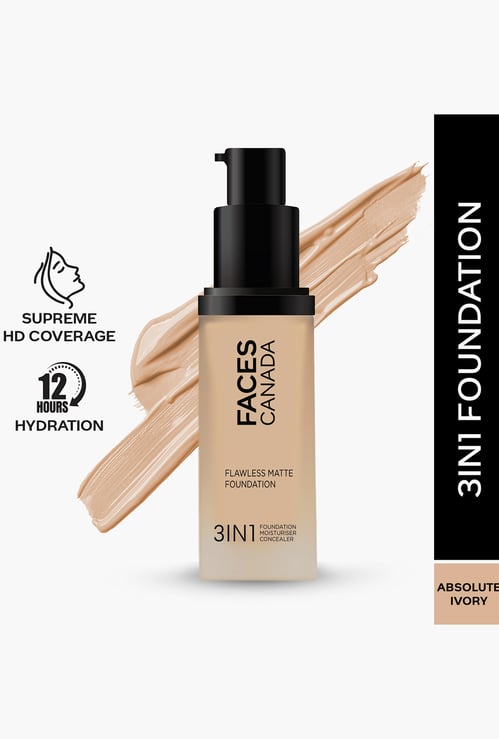 FACES CANADA Flawless 3-in-1 Matte Foundation - Absolute Ivory 012 - 30ml