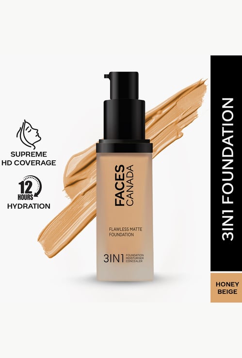 FACES CANADA Flawless 3-in-1 Matte Foundation - Honey Beige 031 - 30ml