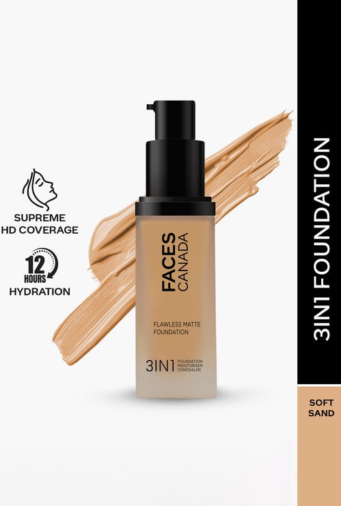 FACES CANADA Flawless 3-in-1 Matte Foundation - Soft Sand 041 - 30ml