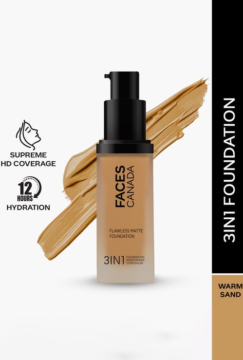 FACES CANADA Flawless 3-in-1 Matte Foundation - Warm Sand 042 - 30ml