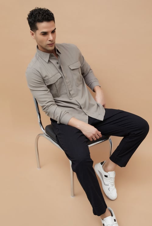 CODE UNWIND Solid Regular Fit Shacket