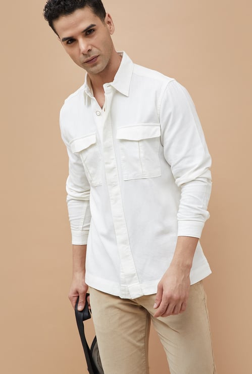 CODE UNWIND Solid Regular Fit Shacket