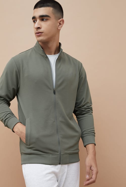 FAME FOREVER ACTIVE Textured Zip-Up Sports Jacket