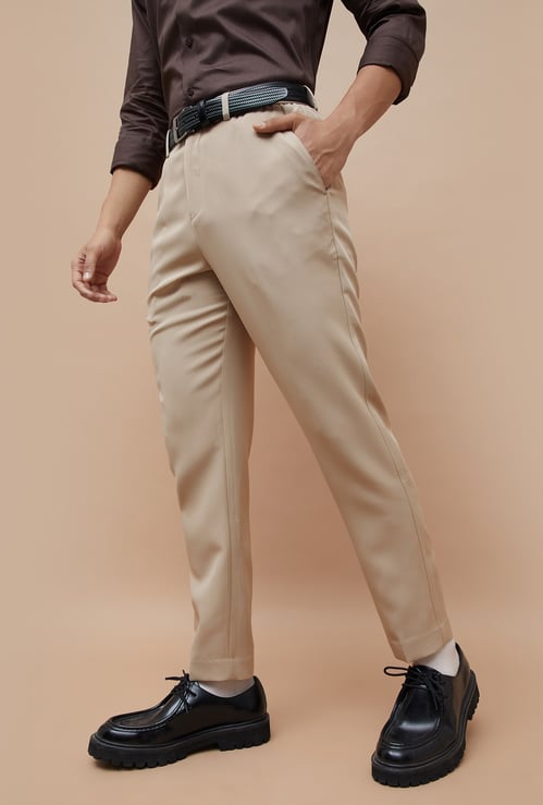 CODE Solid Regular Fit Trousers